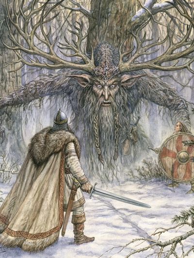 Forest Giant Fantasy Illustration Poster.