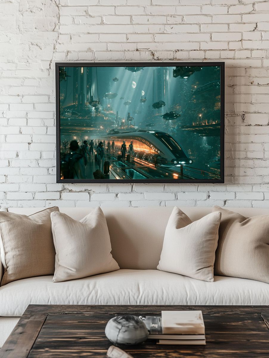 Futuristic Underwater City Sci-Fi Poster. — room view 1
