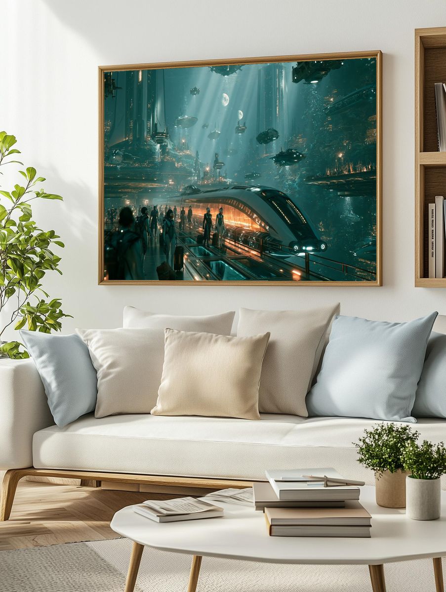 Futuristic Underwater City Sci-Fi Poster. — room view 2