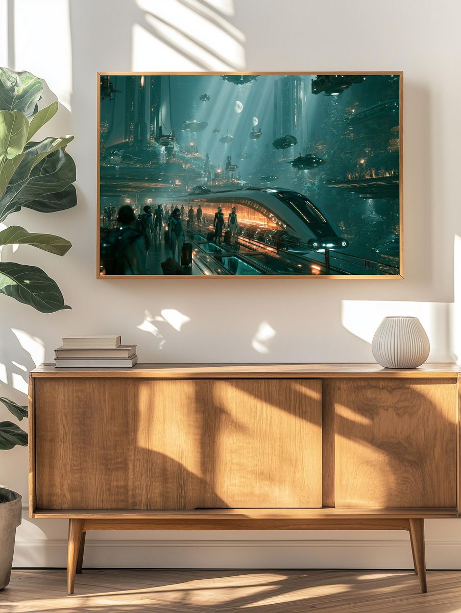 Futuristic Underwater City Sci-Fi Poster. — room view 3