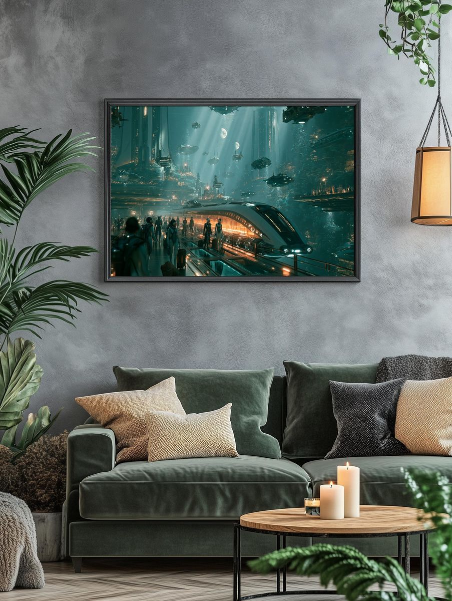 Futuristic Underwater City Sci-Fi Poster. — room view 4
