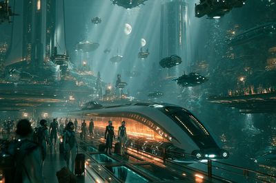 Futuristic Underwater City Sci-Fi Poster. poster