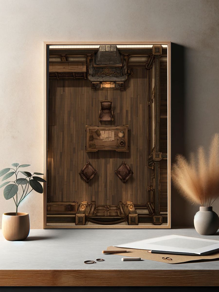 Vintage Study Room Interior Poster. — room view 2