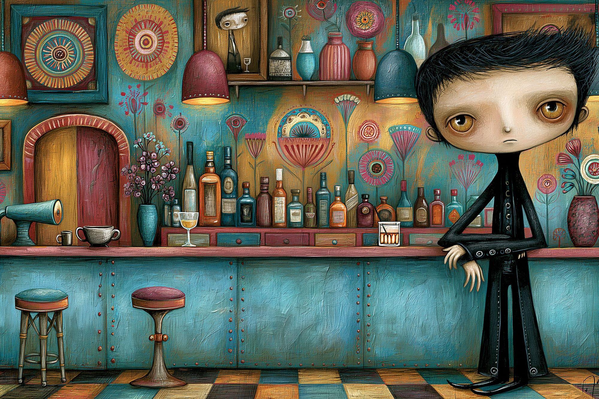 Whimsical Bar Portrait Illustration Poster. poster — illustration art