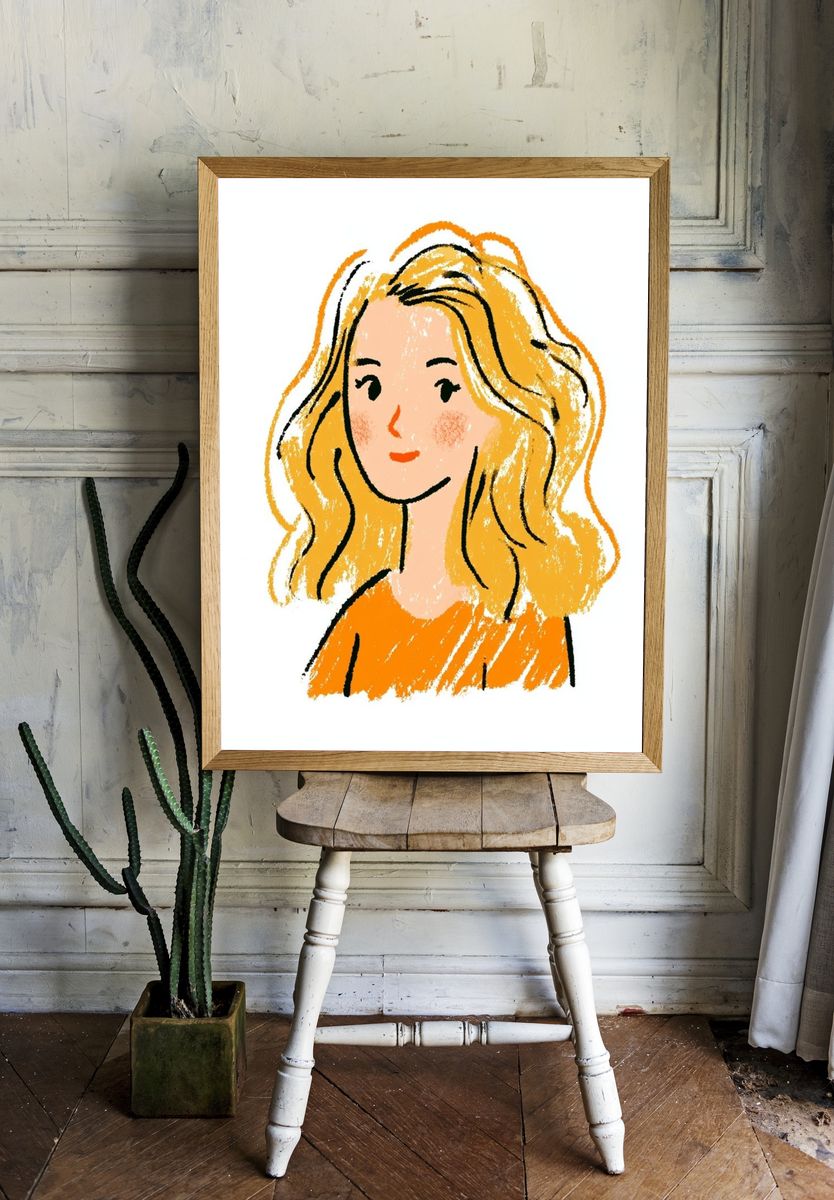 Blonde Portrait Illustration Poster. — room view 1