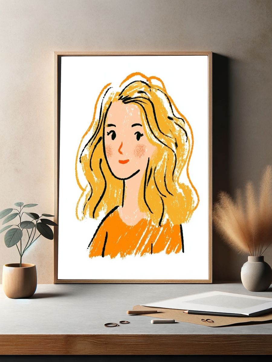 Blonde Portrait Illustration Poster. — room view 2