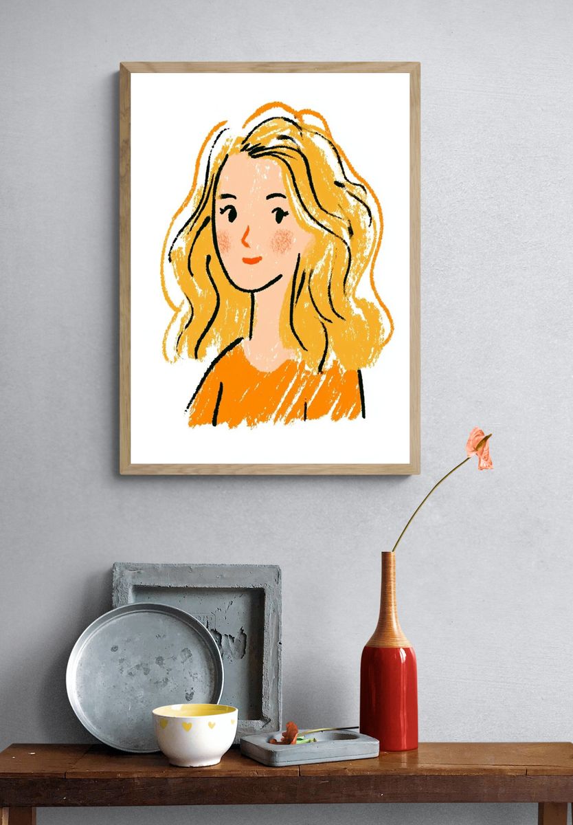 Blonde Portrait Illustration Poster. — room view 3