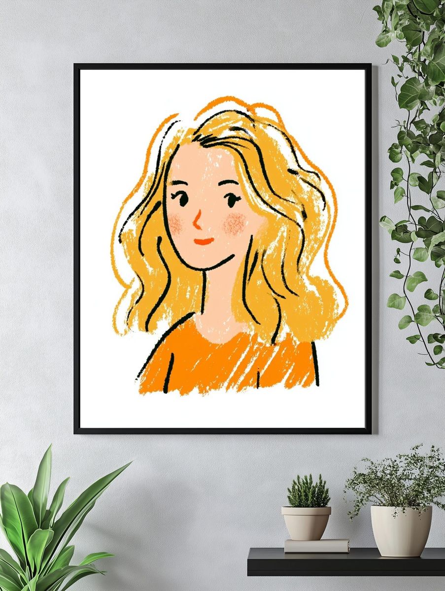 Blonde Portrait Illustration Poster. — room view 4