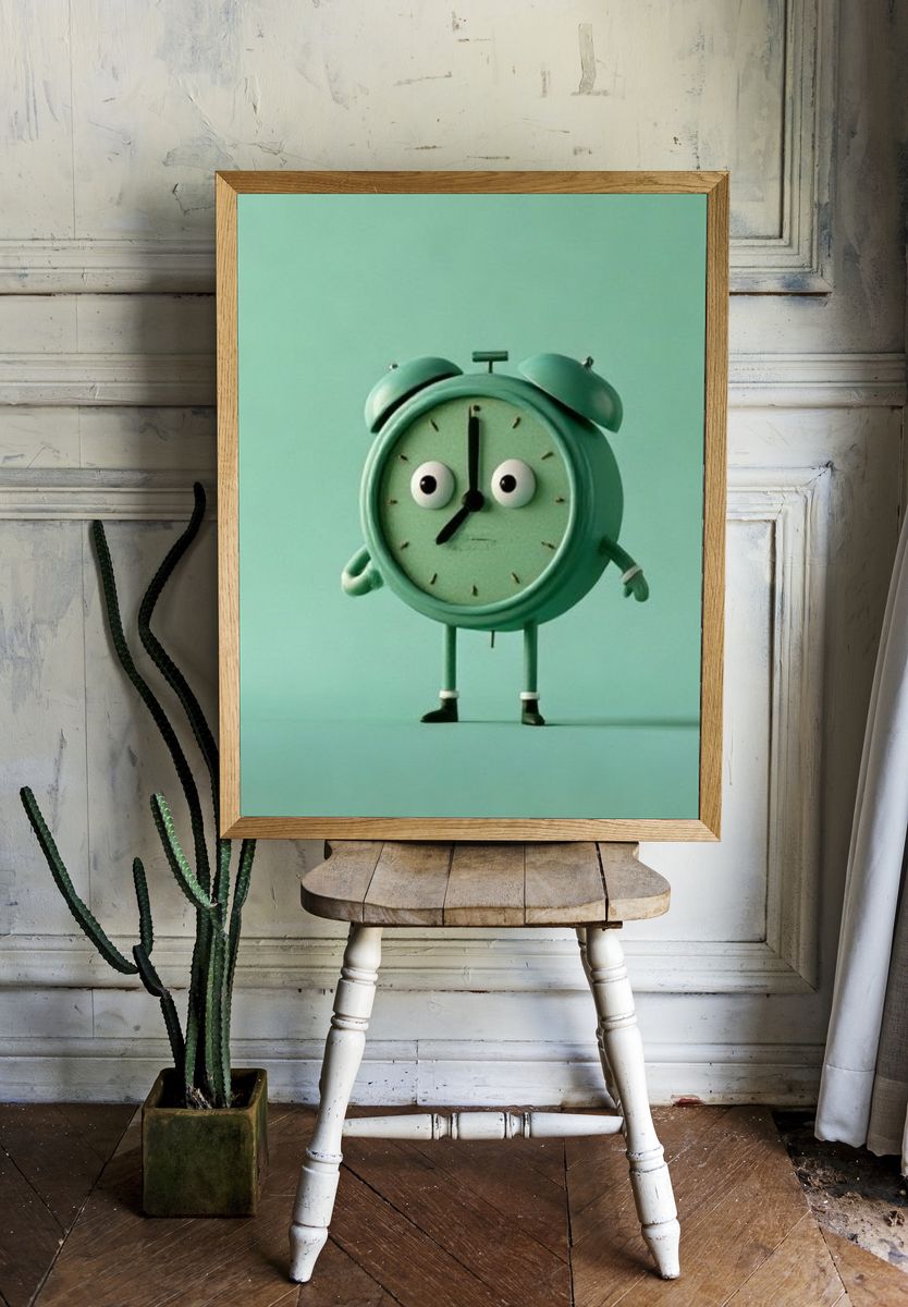 Cute Alarm Clock Illustration Poster. room preview