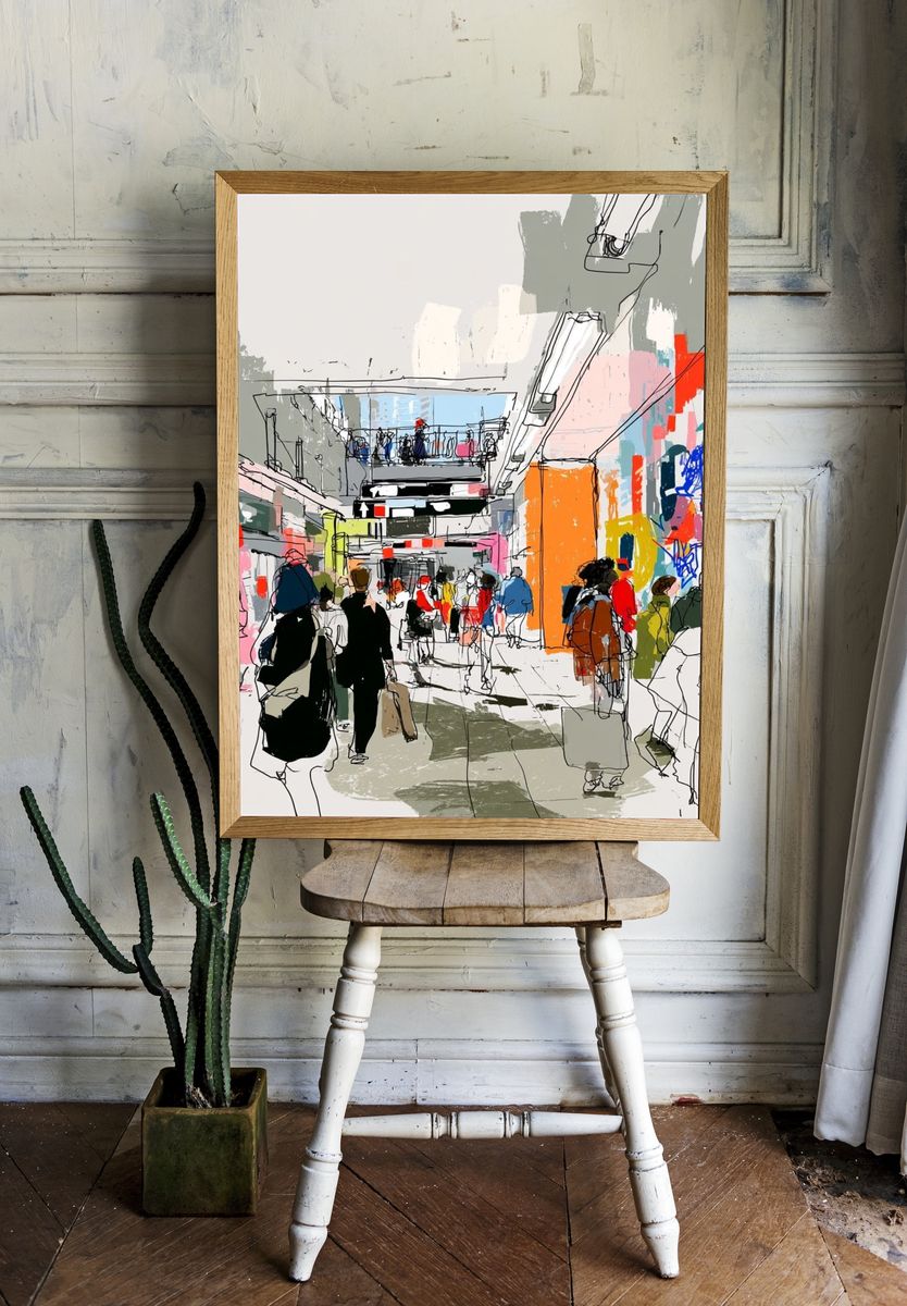 Urban Station Sketch Poster. room preview