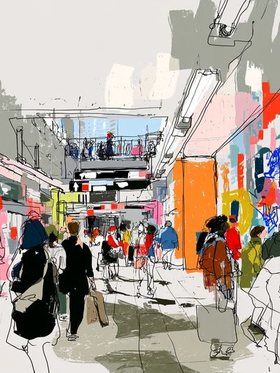 Urban Station Sketch Poster.
