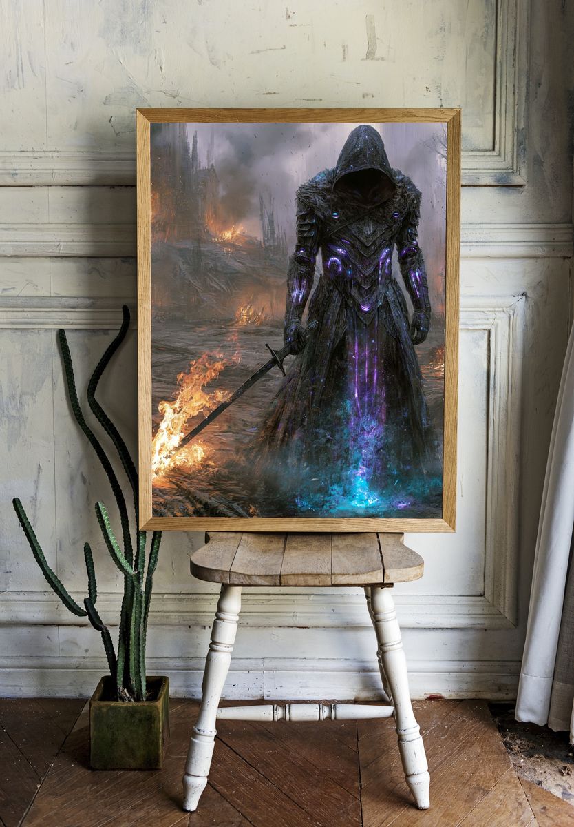 Hooded Dark Fantasy Warrior Poster. room preview