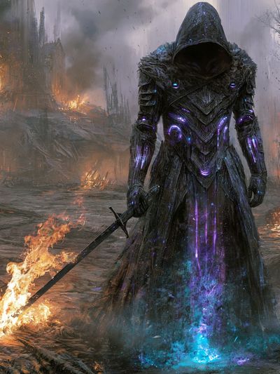 Hooded Dark Fantasy Warrior Poster. poster