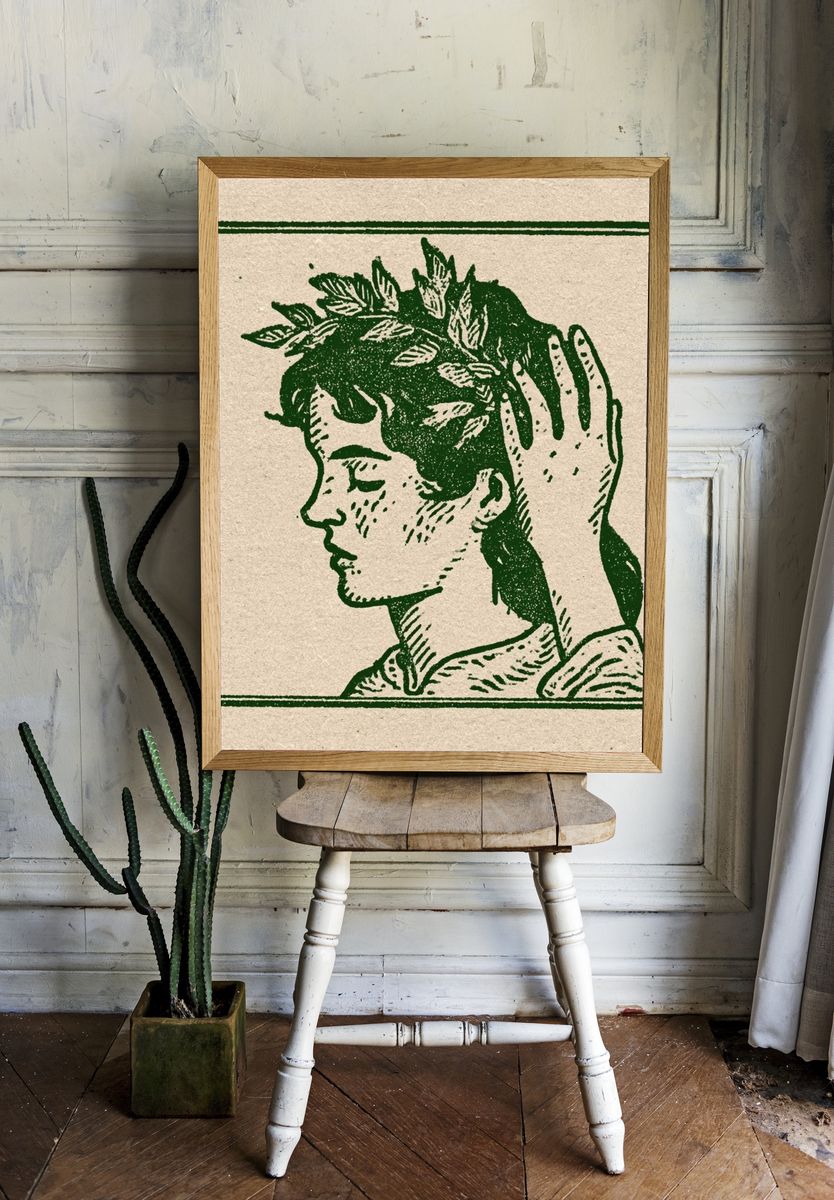 Laurel Crown Portrait Print. room preview