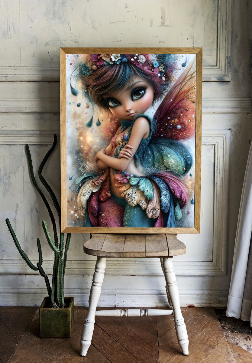 Whimsical Doll Portrait Print. room preview