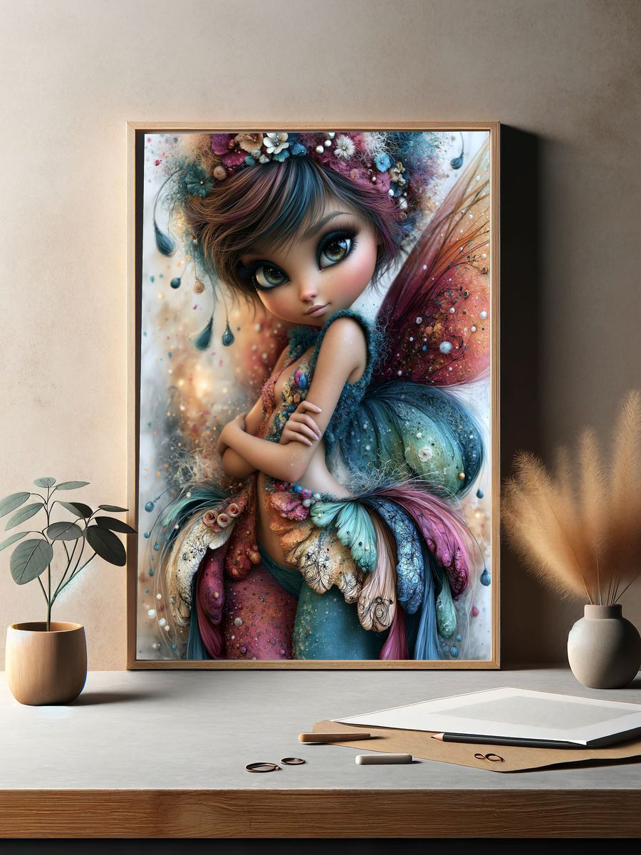 Whimsical Doll Portrait Print. — room view 2