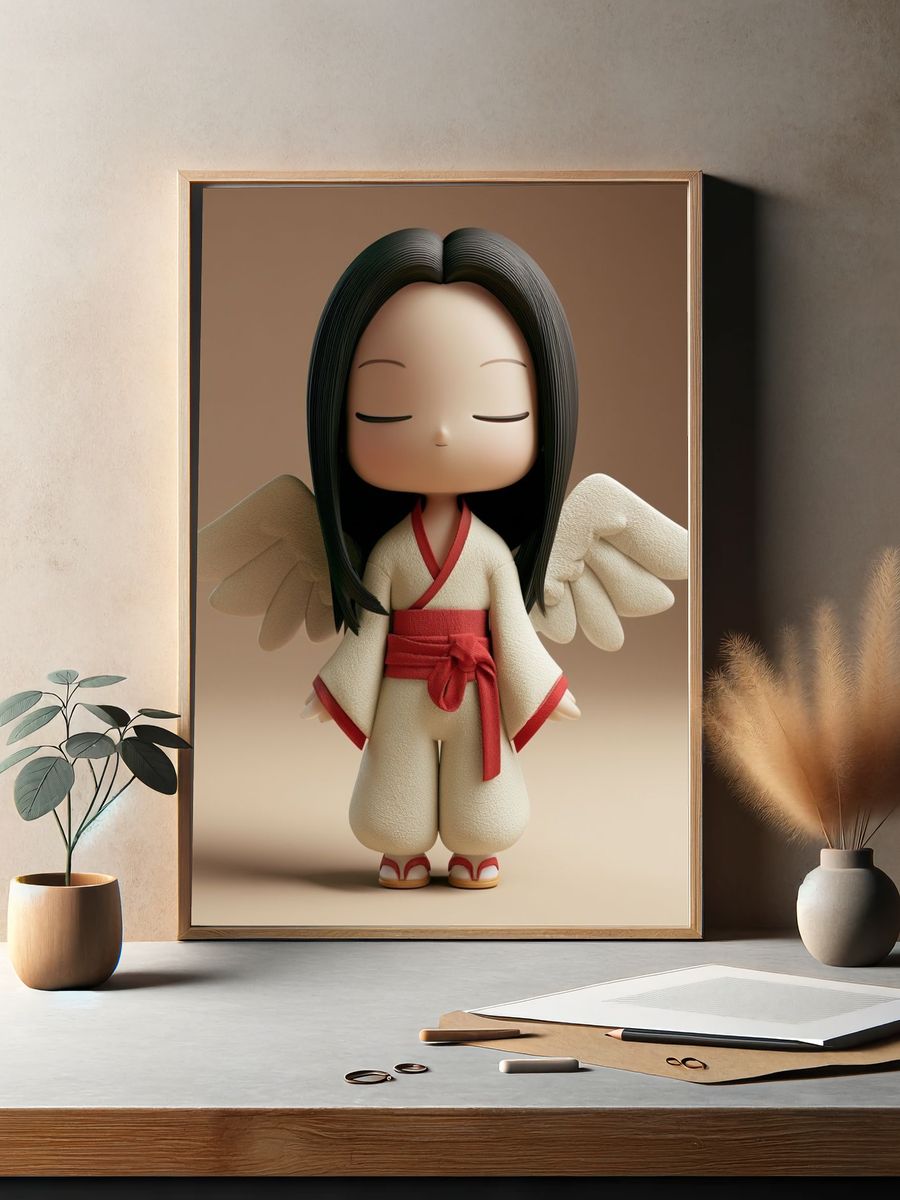 Serene Angel Figurine Illustration Poster. — room view 2