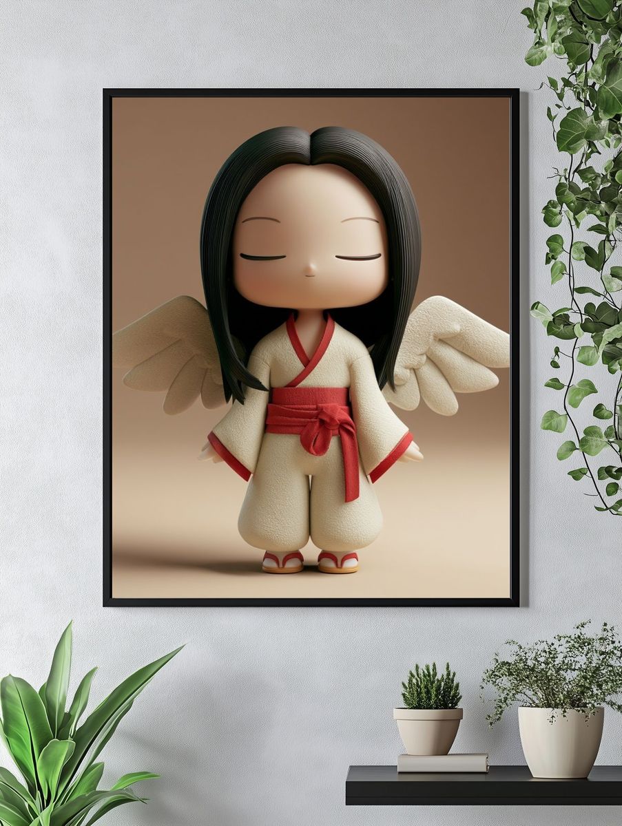 Serene Angel Figurine Illustration Poster. — room view 4