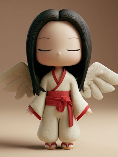 Serene Angel Figurine Illustration Poster.
