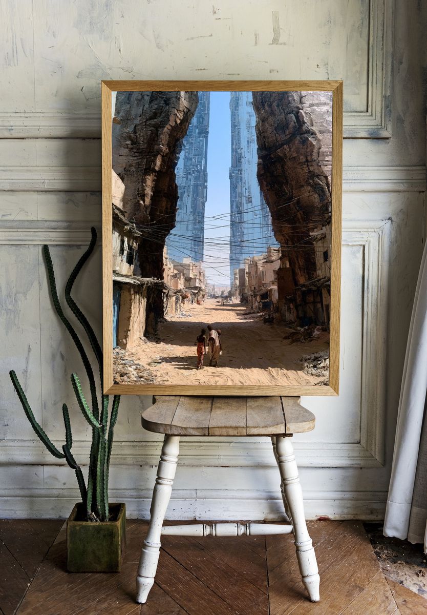 Deserted Futuristic Cityscape Print. room preview