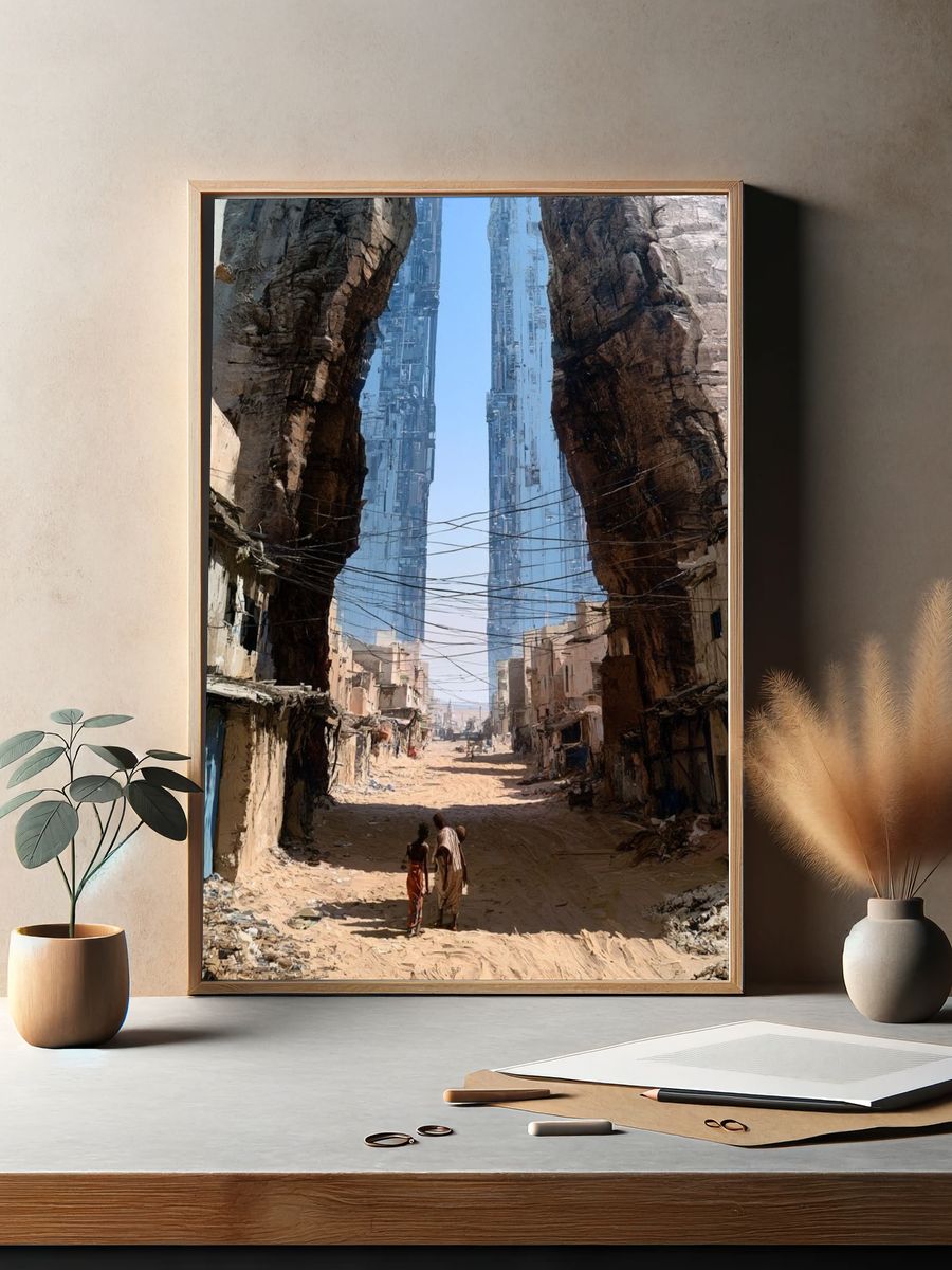 Deserted Futuristic Cityscape Print. — room view 2