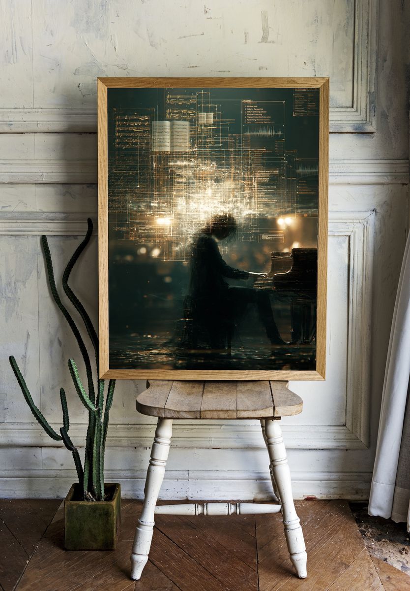 Piano Vision Digital Art Poster. room preview