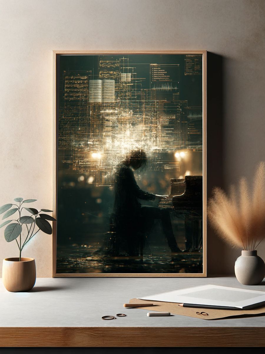 Piano Vision Digital Art Poster. — room view 2