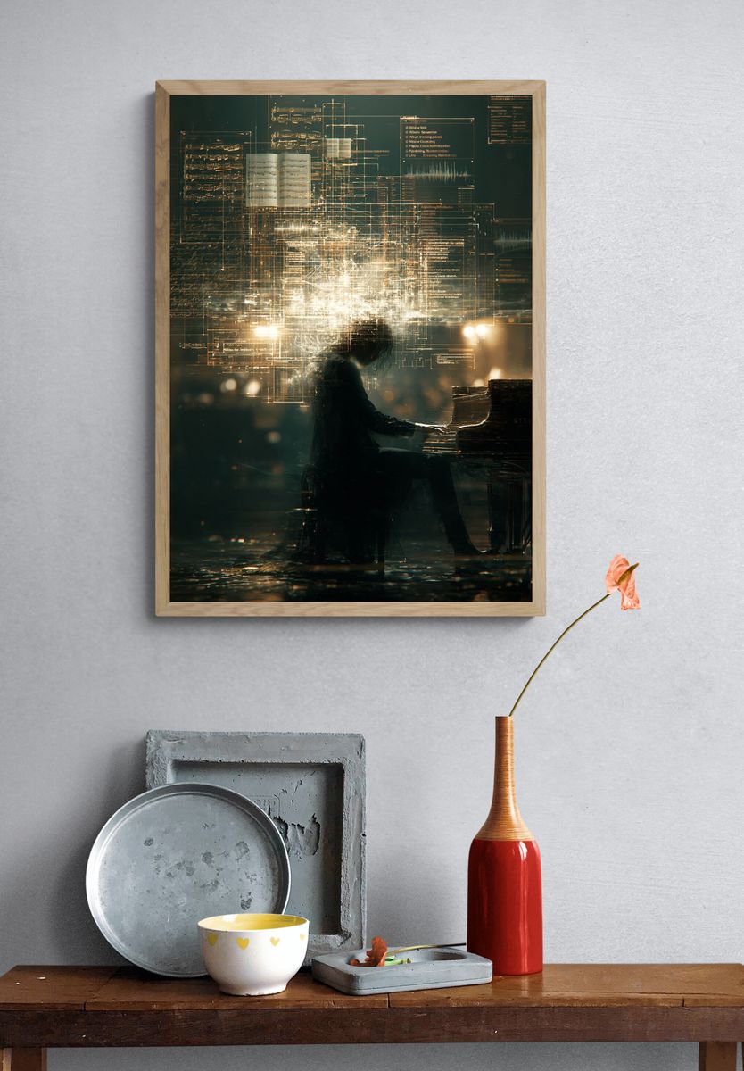 Piano Vision Digital Art Poster. — room view 3