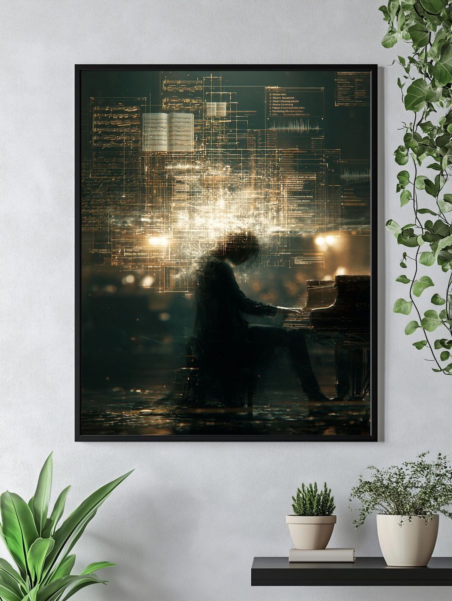 Piano Vision Digital Art Poster. — room view 4