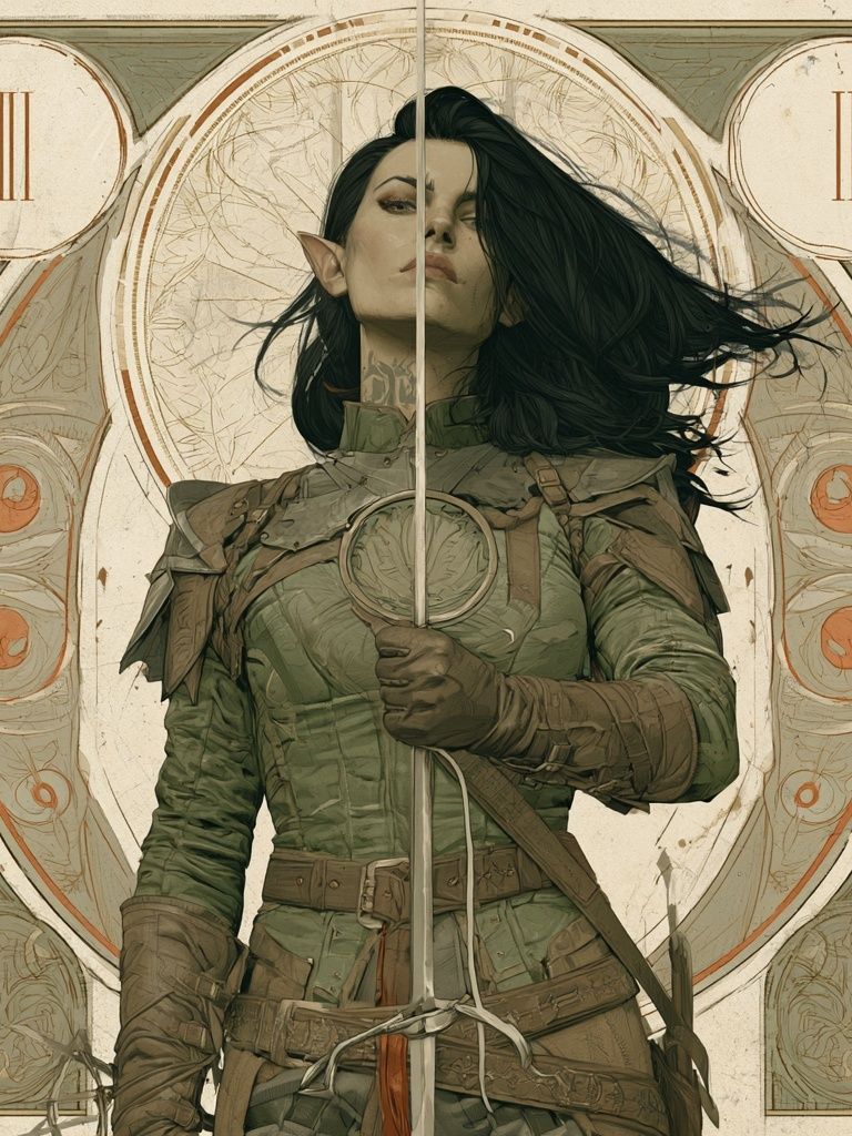 Elven Warrior Portrait Print. poster detail