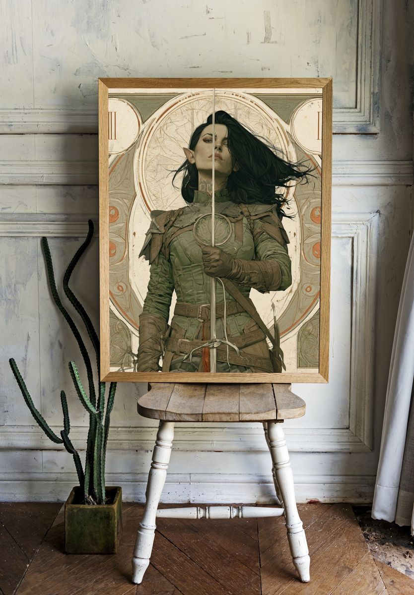 Elven Warrior Portrait Print. room preview
