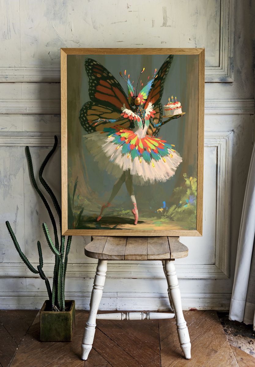 Butterfly Ballerina Illustration Poster. room preview