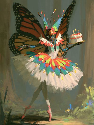 Butterfly Ballerina Illustration Poster.