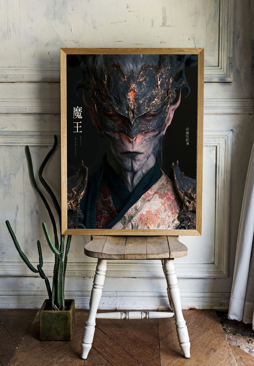 Demon King Fantasy Illustration Poster. room preview