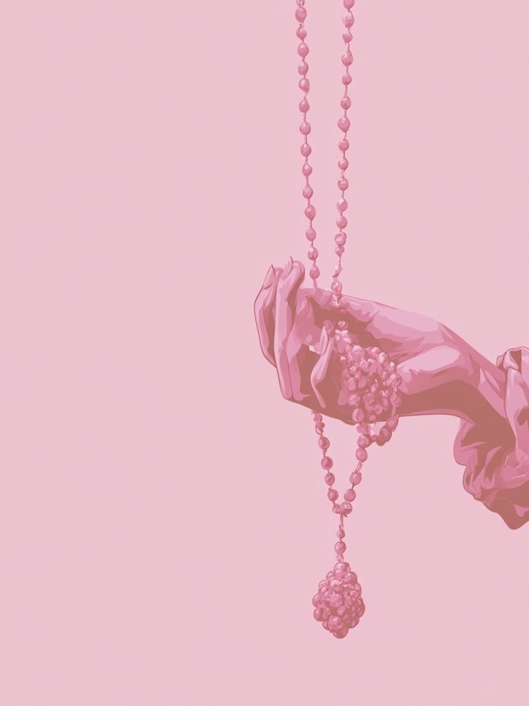 Pink Hand with Beads Illustration Print. poster — illustration art