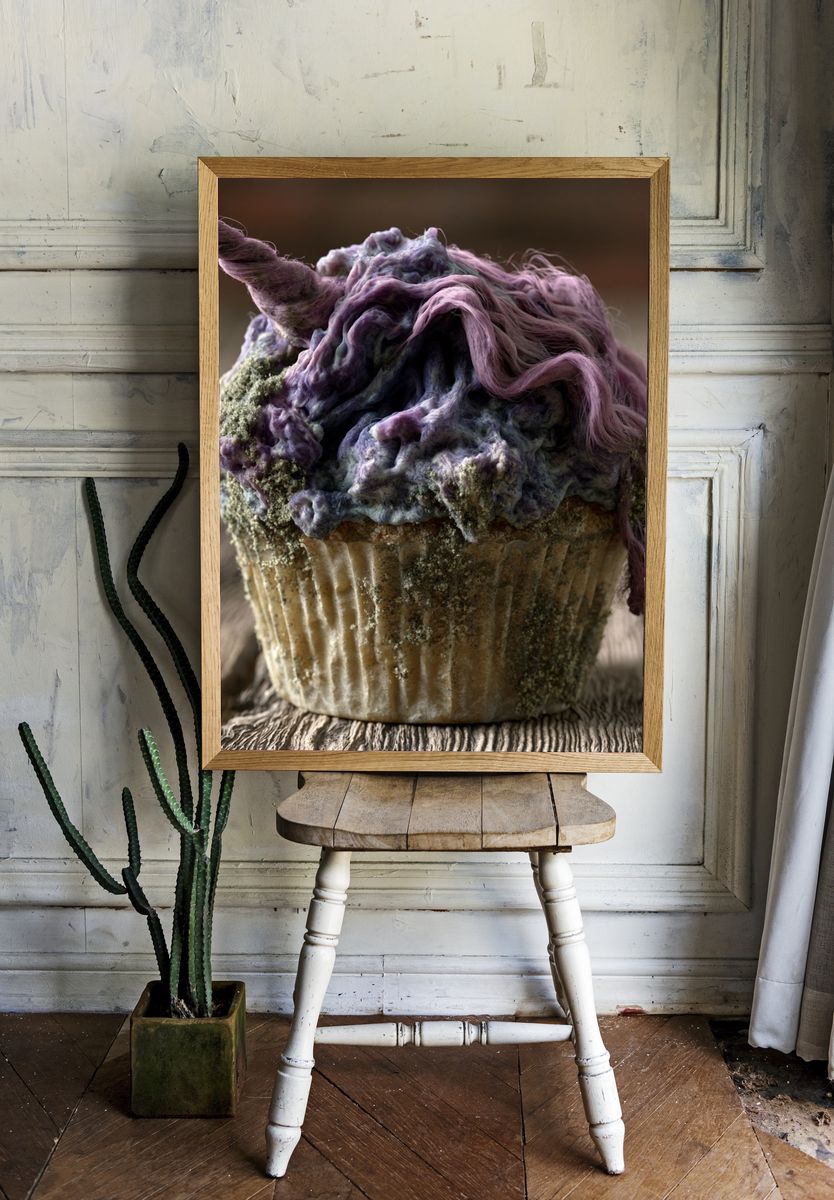Surreal Unicorn Cupcake Print. — room view 1