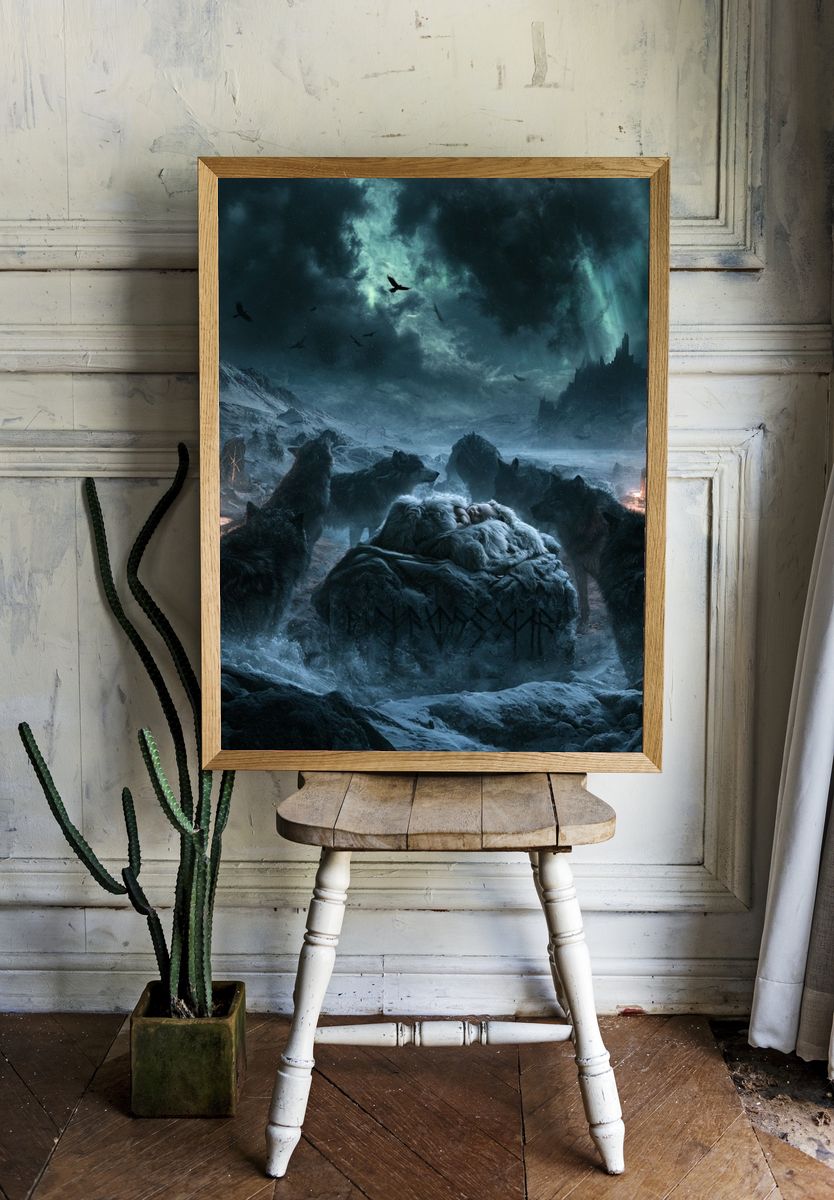 Winter Wolves Fantasy Poster. room preview