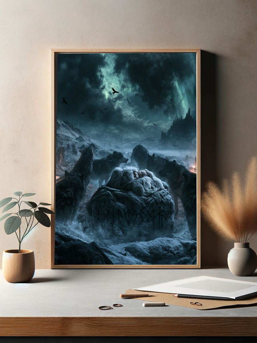 Winter Wolves Fantasy Poster. — room view 2