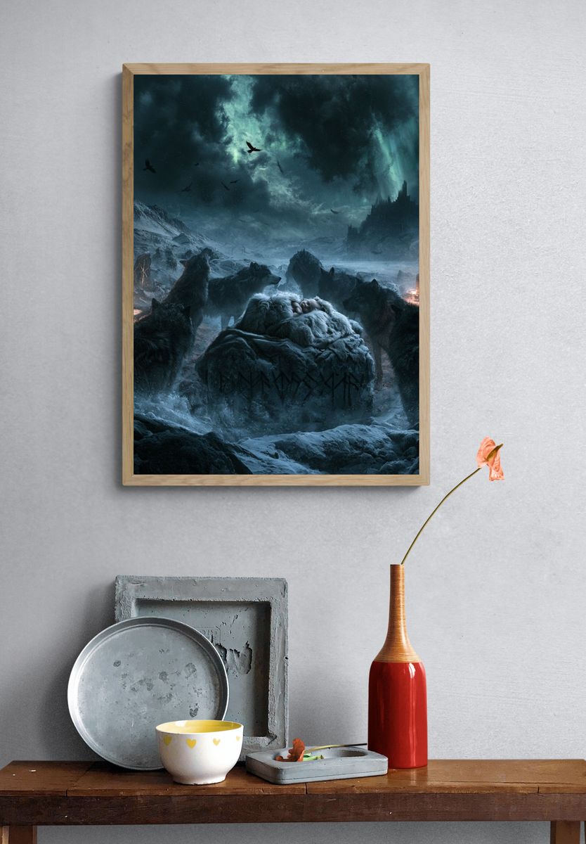 Winter Wolves Fantasy Poster. — room view 3