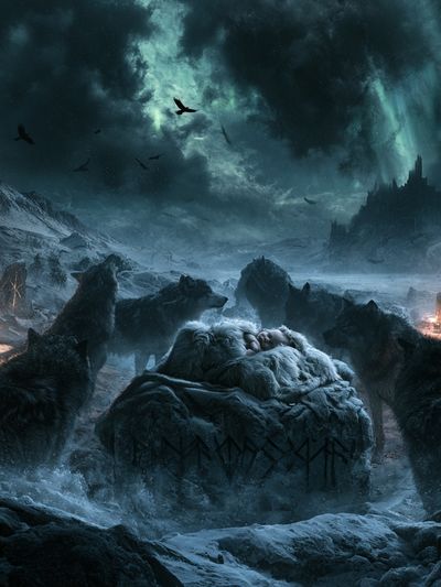 Winter Wolves Fantasy Poster. poster