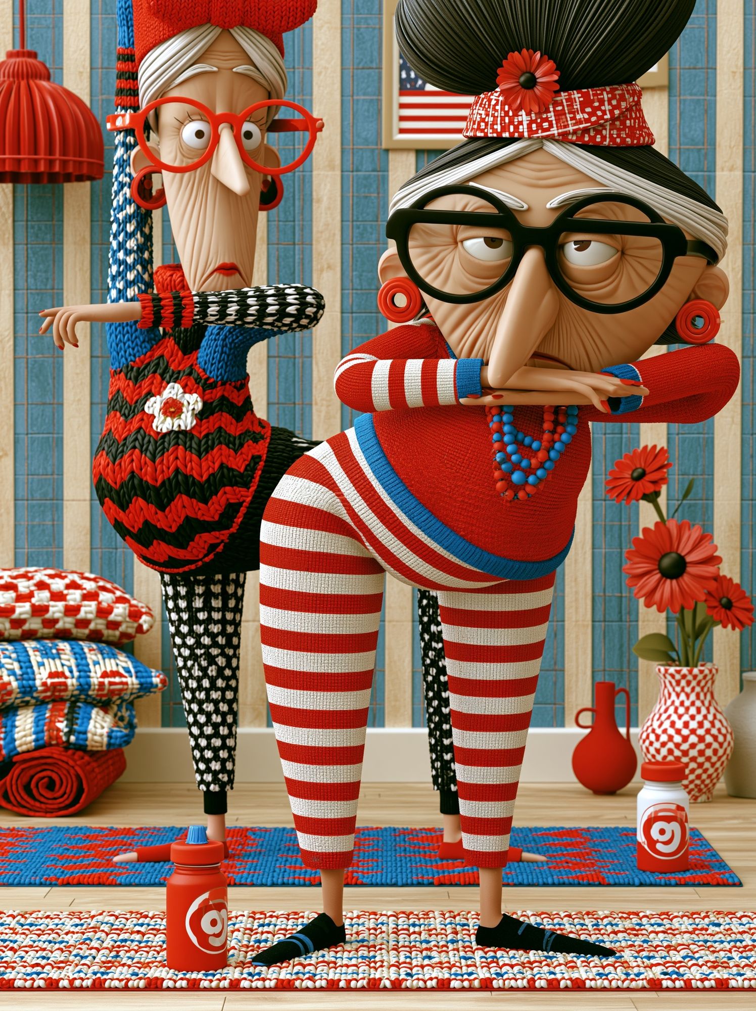Quirky Knit Characters Illustration Poster. poster — illustration art