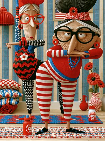 Quirky Knit Characters Illustration Poster.