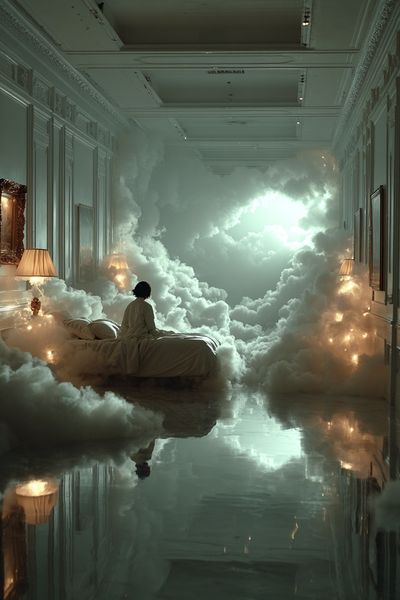 Dreamy Cloud Bedroom Surrealism Print. poster print