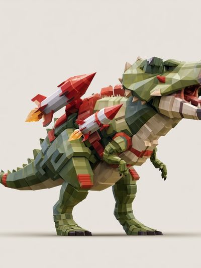 Rocket T-Rex Illustration Poster.