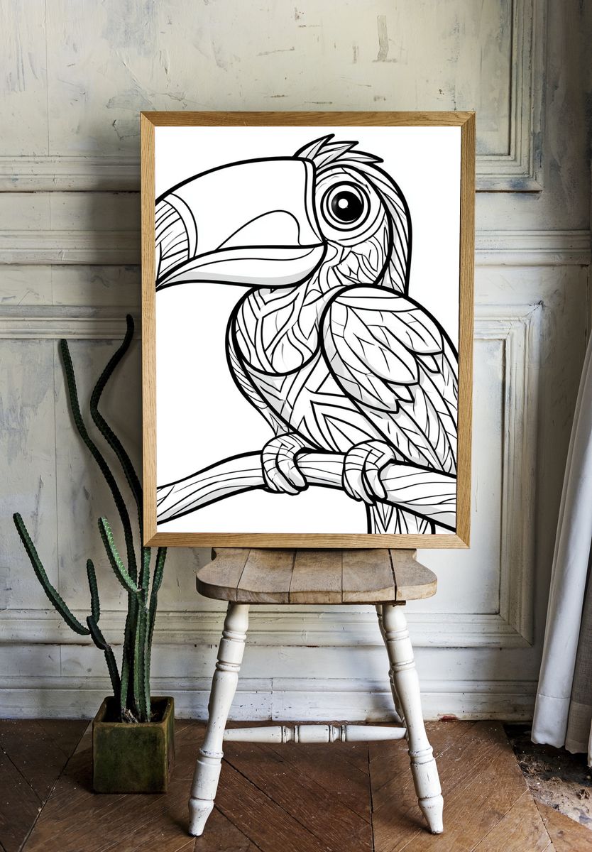 Toucan Line Art Poster. room preview