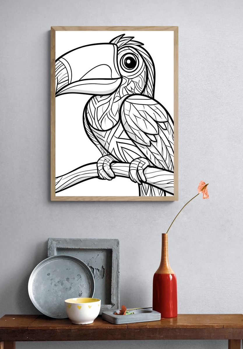 Toucan Line Art Poster. — room view 3