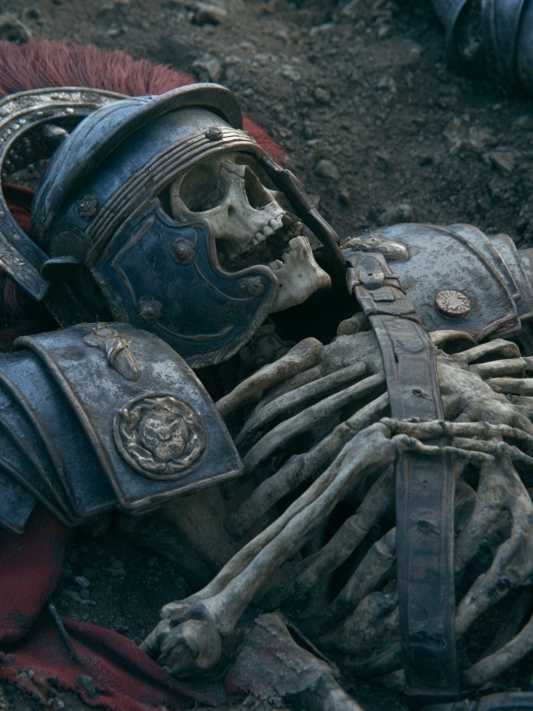 Fallen Roman Skeleton Fantasy Print. poster — illustration art