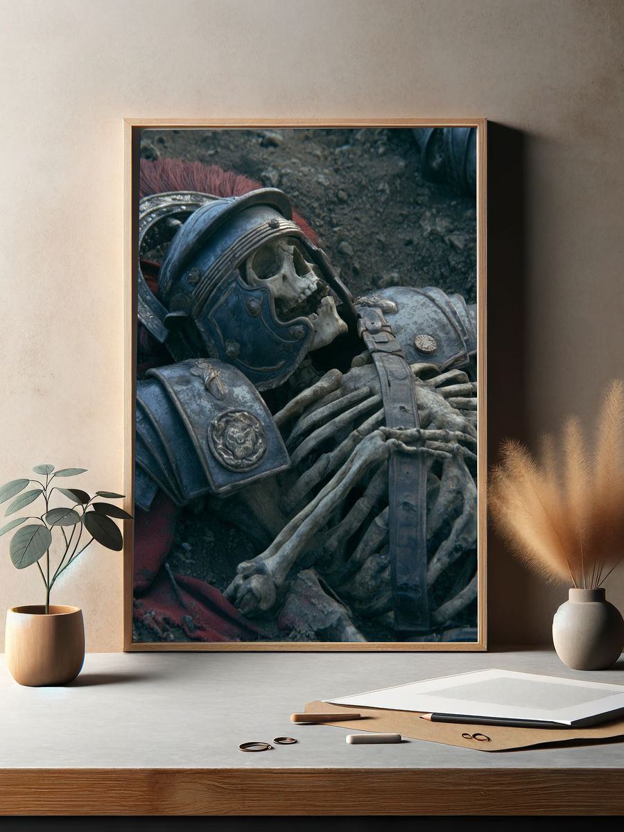 Fallen Roman Skeleton Fantasy Print. — room view 2