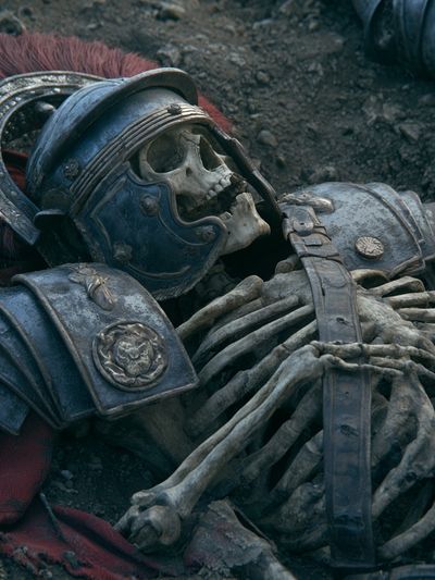 Fallen Roman Skeleton Fantasy Print.