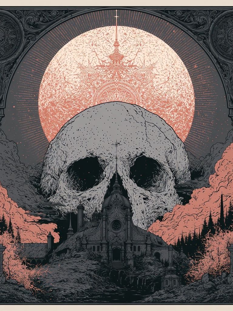 Skull Eclipse Gothic Illustration Poster. poster — illustration art